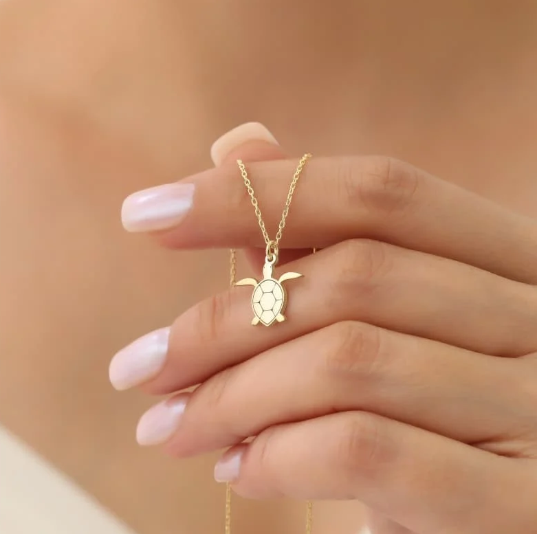 925 Ayar Gümüş Minimal Caretta Caretta Kolye