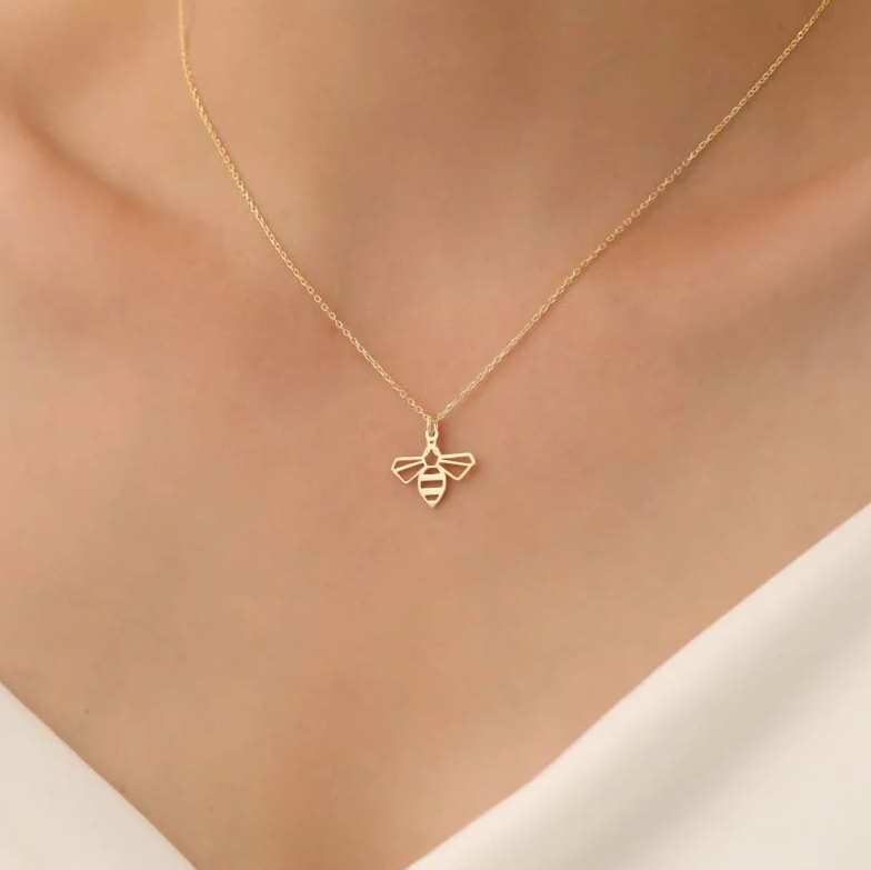 925 Ayar Gümüş Minimal Kanatlı Arı Kolye