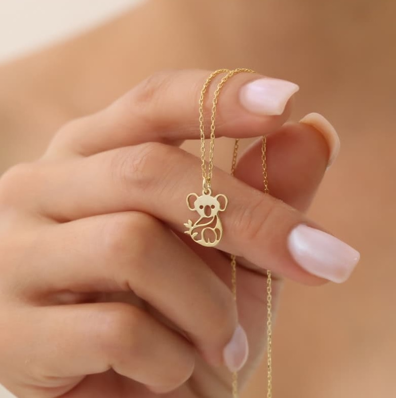 925 Ayar Gümüş Minimal Koala Kolye