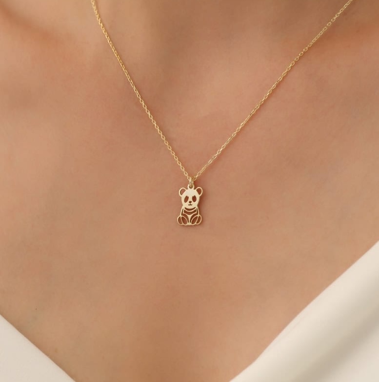 925 Ayar Gümüş Minimal Panda Kolye