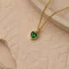 925 Ayar Gümüş Yeşil Taş Detaylı Kalp Kolye 3