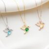 925 Ayar Gümüş Zümrüt Taşlı Arı Kuşu Kolye 3
