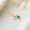 925 Ayar Gümüş Zümrüt Taşlı Arı Kuşu Kolye 8