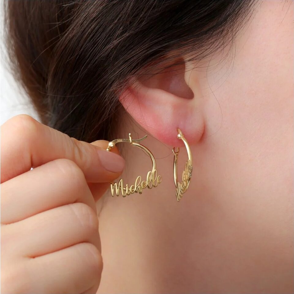 925 Ayar Gümüş Kişiye Özel İsim Detaylı Küpe