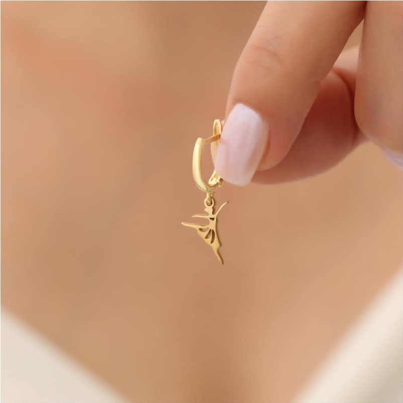 925 Ayar Gümüş Minimal Balerin Küpe