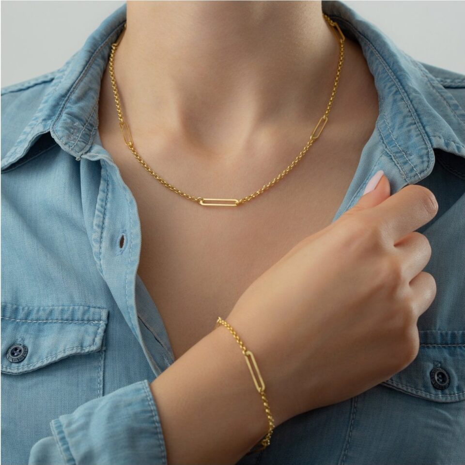 925 Ayar Gümüş Ataç Zincir Kolye Bileklik Set