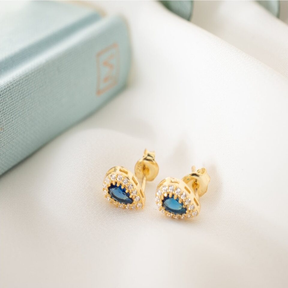 925 Ayar Gümüş Aylara Göre Damla Doğum Taşı Küpe