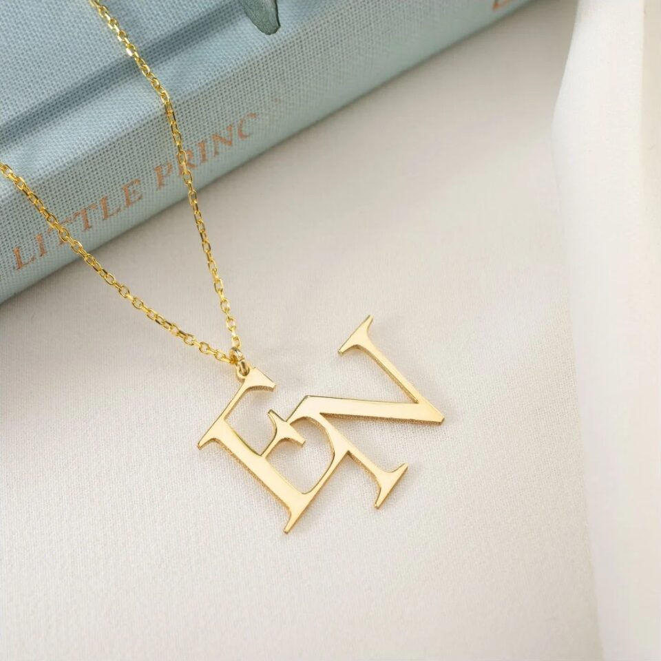 925 Ayar Gümüş Kişiye Özel Harf Detaylı Kolye