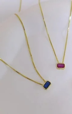 Renkli Baget Taşlı Kolye - 925 Ayar Gümüş