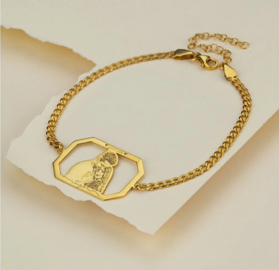 925 Ayar Gümüş Kişiye Özel Resimli Bileklik