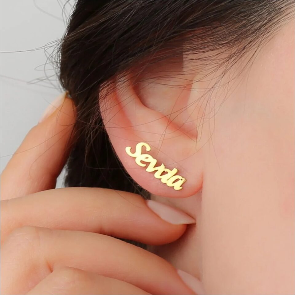 925 Ayar Gümüş Kişiye Özel İsimli Küpe