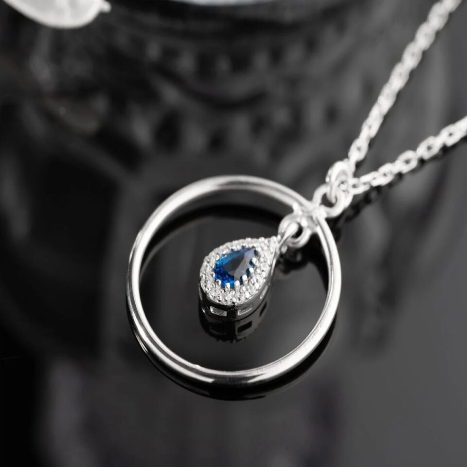 925 Ayar Gümüş Doğum Aylarına Özel Doğum Taşı Halka Kolye