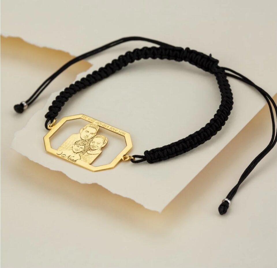 925 Ayar Gümüş Kişiye Özel Resimli Makrome Bileklik