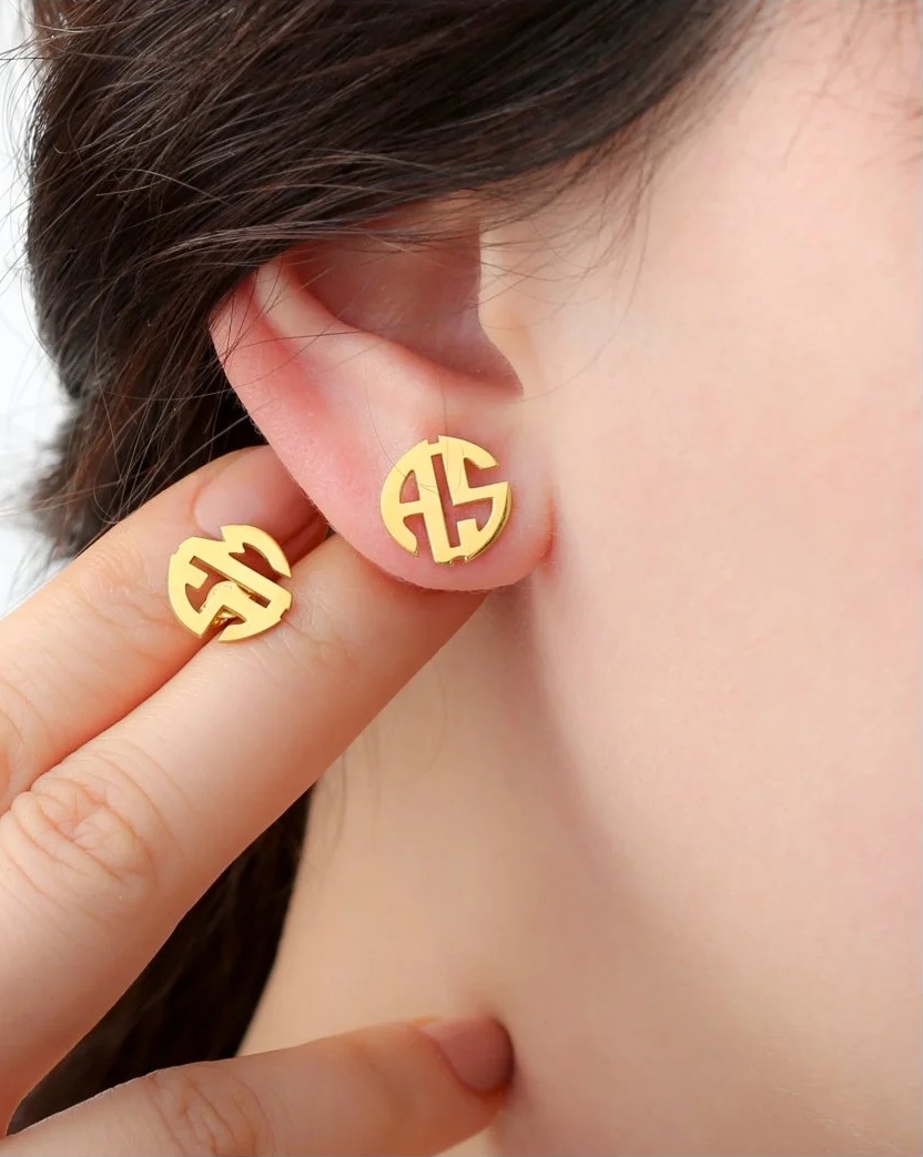 925 Ayar Gümüş Kişiye Özel Harf Detaylı Küpe