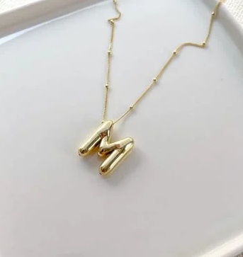 Bombeli Harf Kolye - 925 Ayar Gümüş