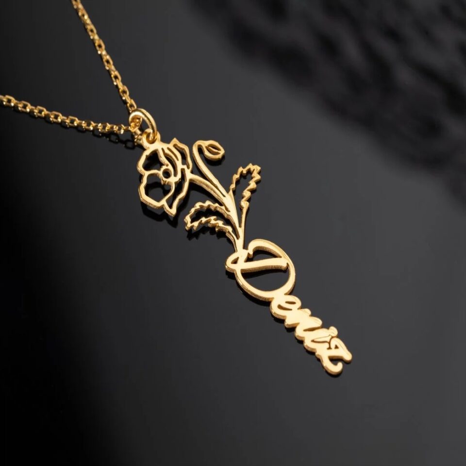 925 Ayar Gümüş Doğum Aylarına Özel Doğum Çiçeği İsimli Kolye