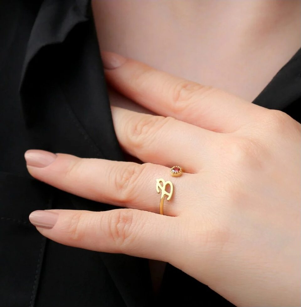 925 Ayar Gümüş Kişiye Özel Taş Detaylı Yüzük