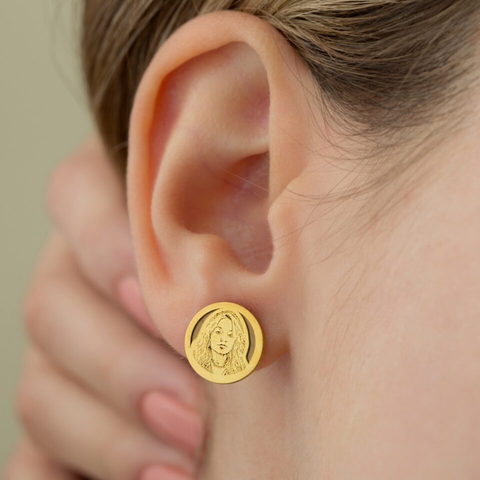 925 Ayar Gümüş Kişiye Özel Resimli Çivili Küpe