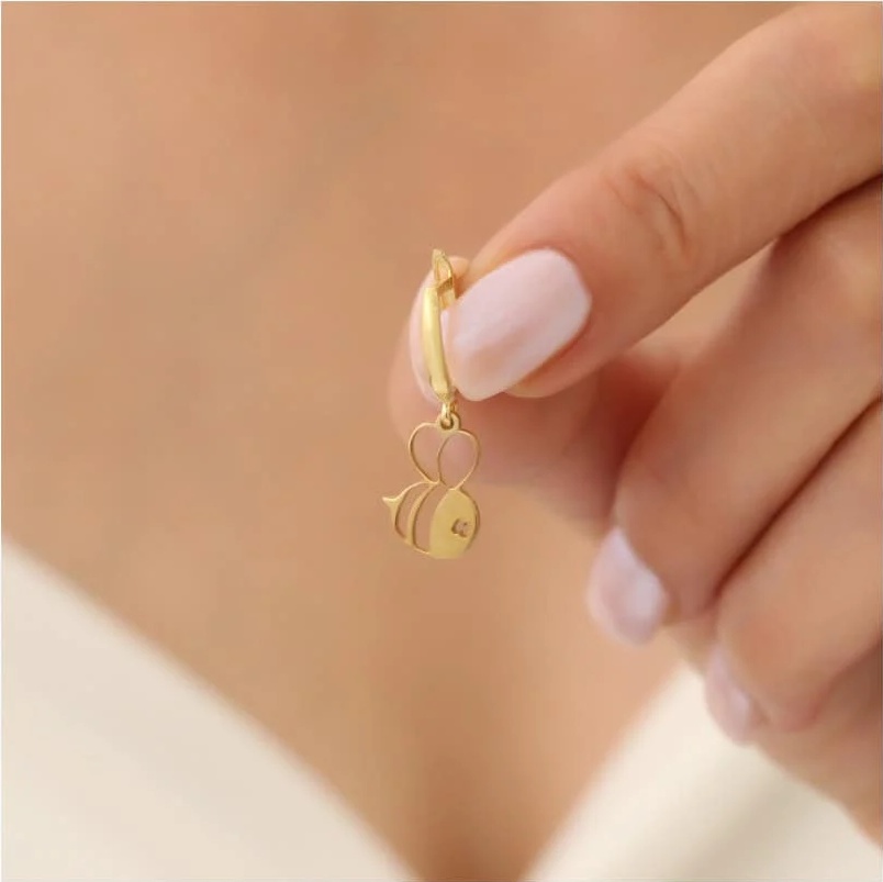 925 Ayar Gümüş Minimal Sevimli Arı Küpe