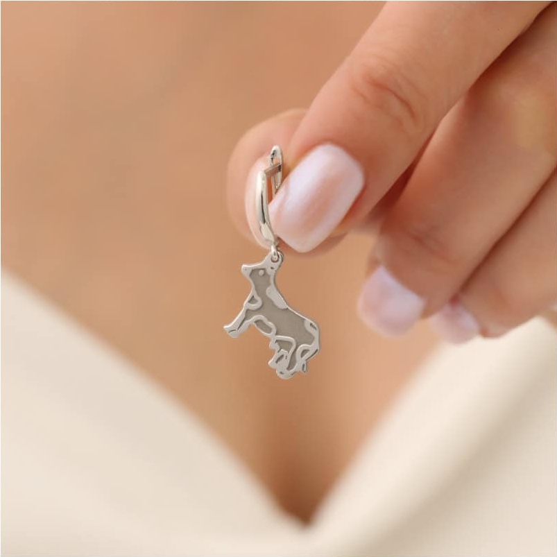 925 Ayar Gümüş Minimal İnek Küpe