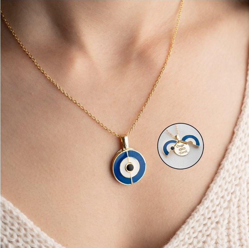 14 Ayar Altın Kaplama Kişiye Özel İsimli Açılan Nazar Kolye