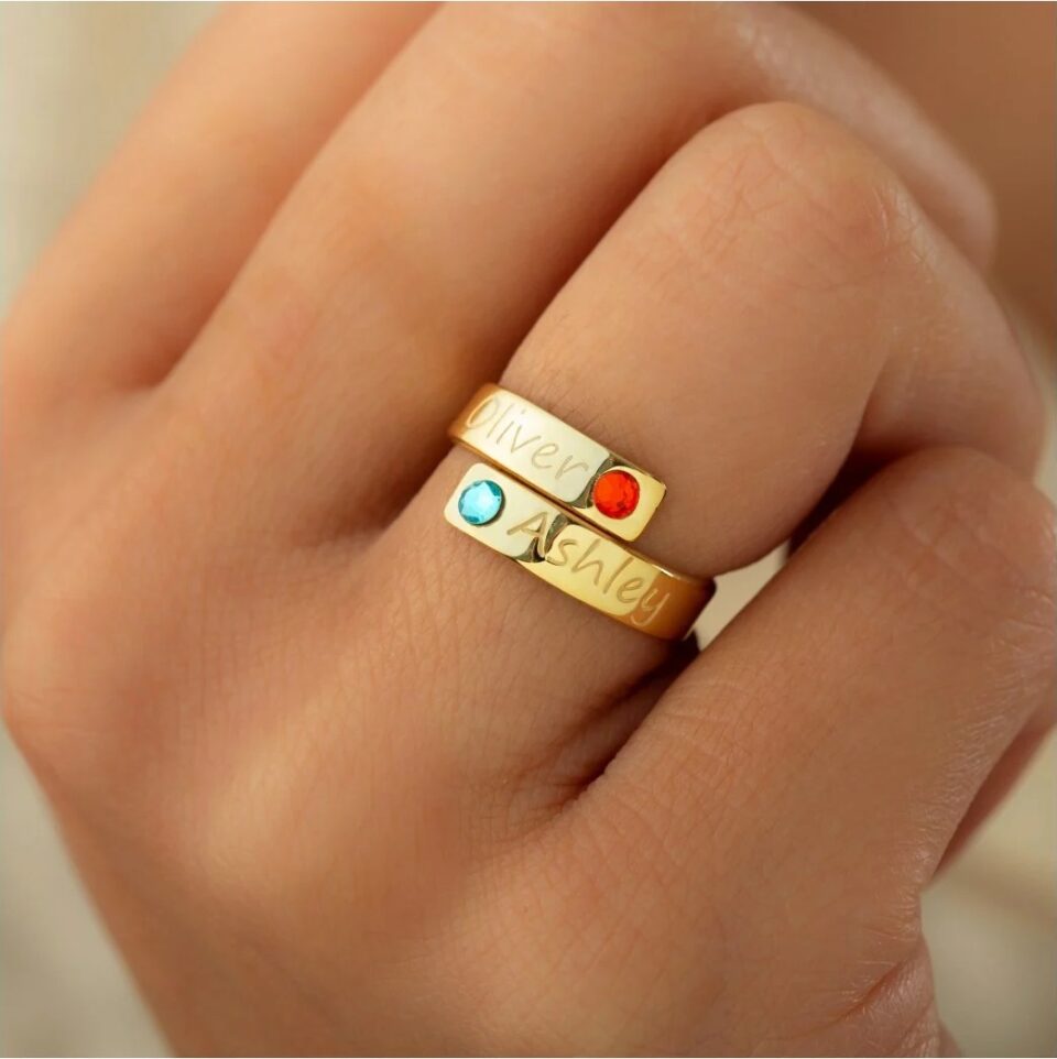 925 Ayar Gümüş Kişiye Özel Taş Detaylı Yüzük